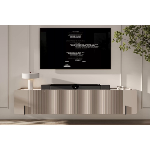 Szafka RTV Malmi 200 cm wisząca - kaszmir / crema bianca / czarny